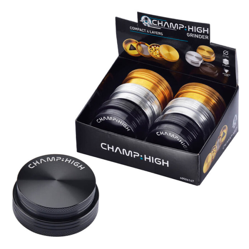 "Champ High" četrdaļīgs metāla grinderis 63 mm (sudraba)