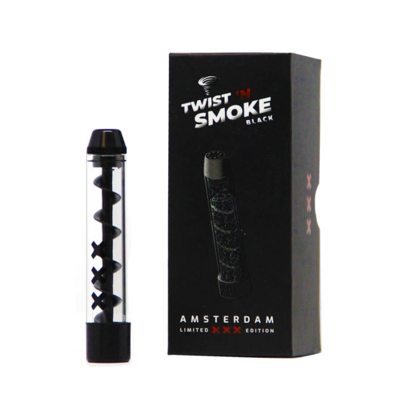 Twist 'n Smoke stikla pīpe "Black" Amsterdam Special Edition