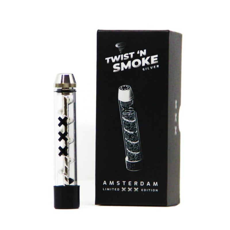 Twist 'n Smoke stikla pīpe "Silver" Amsterdam Special Edition