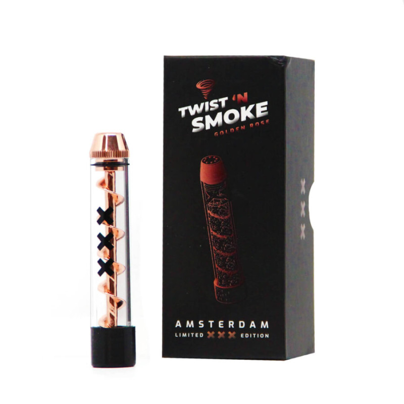 Twist 'n Smoke stikla pīpe "Golden Rose" Amsterdam Special Edition