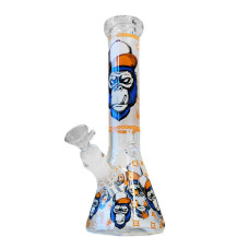 Tumsā spīdošais oranžais Gorilla bongs no trīskāršā biezā stikla 25cm