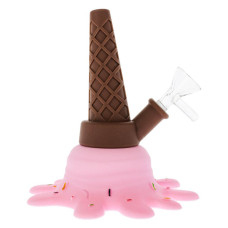 Saldējuma silikona pīpe/bongs Pink 13cm