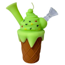 Saldējuma silikona pīpe/bongs Zaļš 14cm