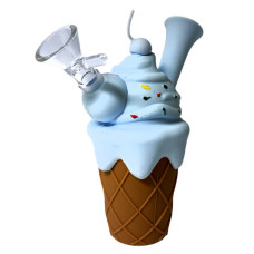 Saldējuma silikona pīpe/bongs Blue 14cm