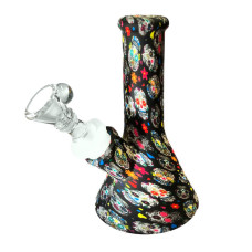 Silikona bongs ar galvaskausu attēliem melns 13 cm